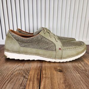 Twisted X Zero-X Men's 10.5 Olive Green Lace Up Boat Dock Moc Toe Shoes MZX0009